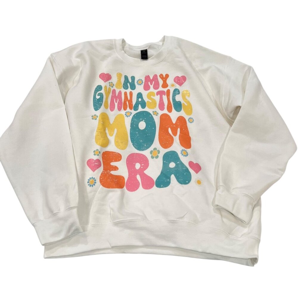 Gildan Heavy Blend "In My Gymnastics Mom Era" White Sweatshirt L